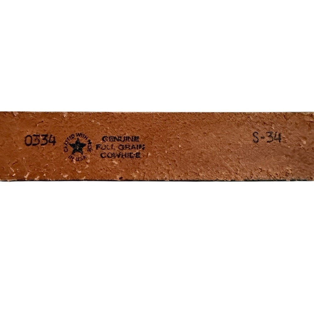 Vintage Tooled Transport Truck Brown Leather Belt Size 34 Removable Buckle USA - Picture 8 of 13